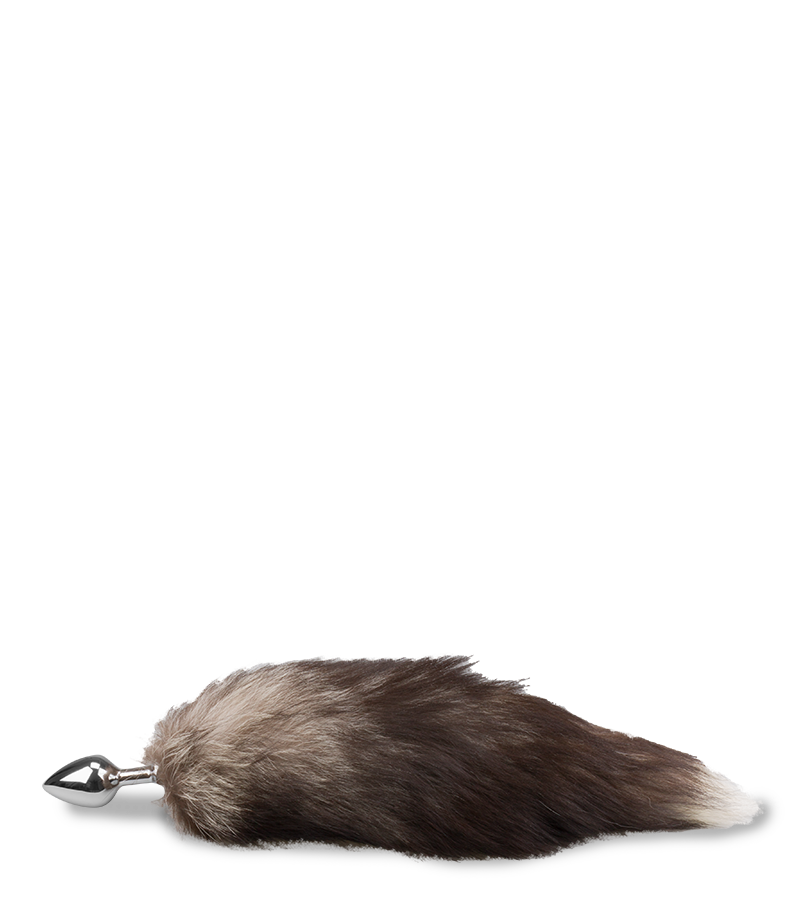 Plug queue de renard fourrure noire et blanche