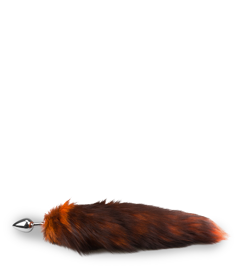 Plug queue de renard fourrure noire et orange