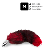 Plug queue de renard fourrure noire et rouge