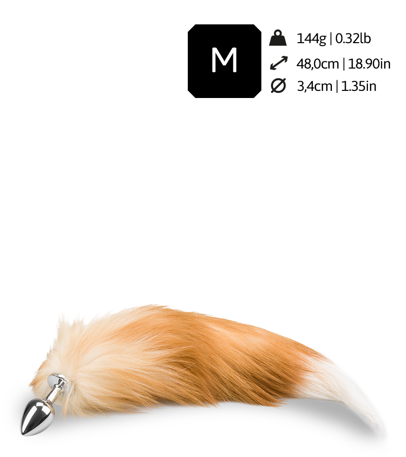 Plug queue de renard fourrure rousse et blanche