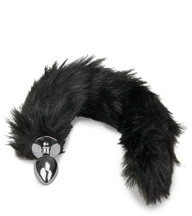 Plug queue de renard fourrure vegan noire