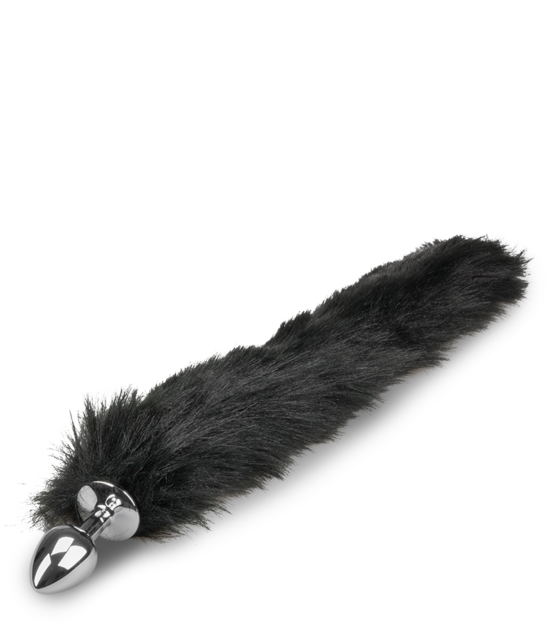 Plug queue de renard fourrure vegan noire