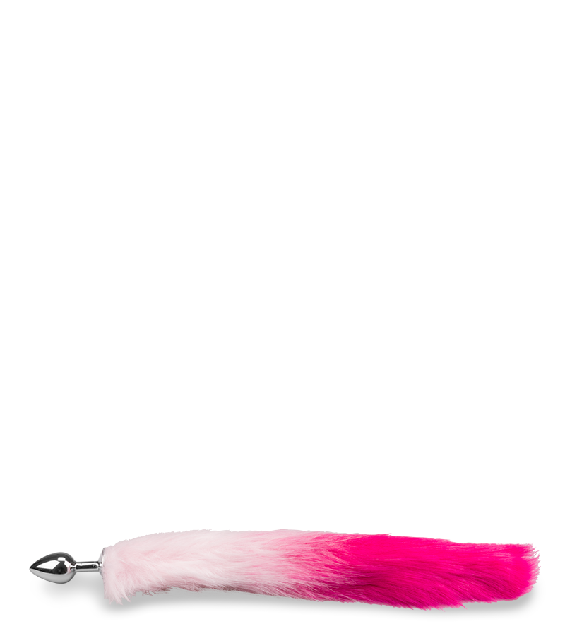 Plug queue de renard fourrure vegan rose et fuchsia