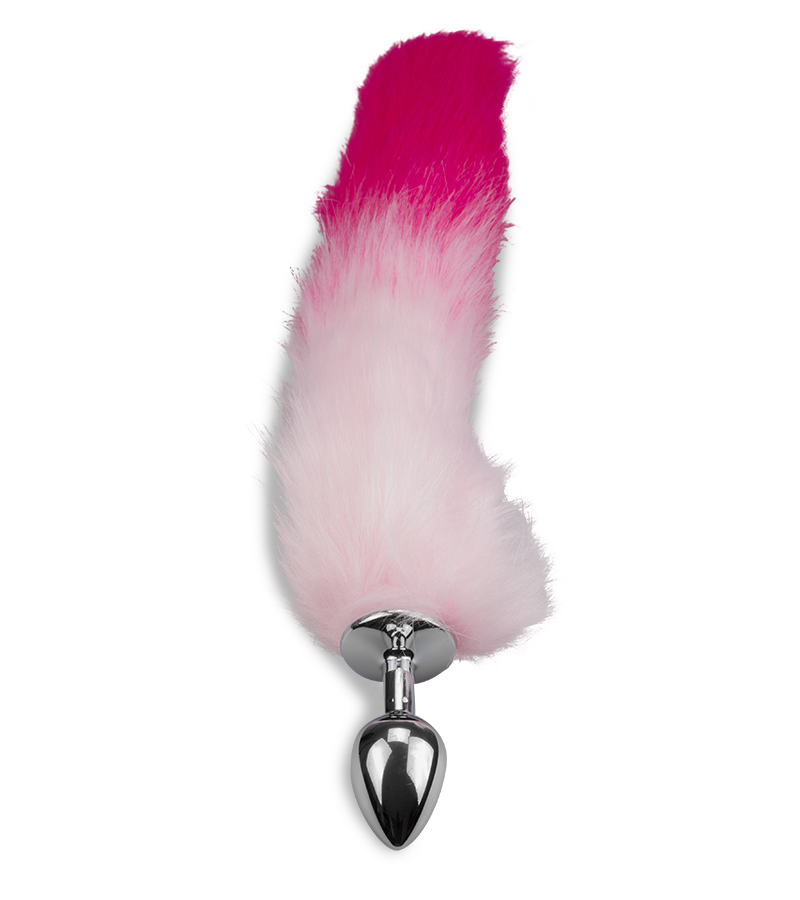 Plug queue de renard fourrure vegan rose et fuchsia