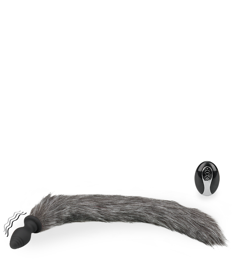 Plug vibrant avec queue fourrure synthétique grise