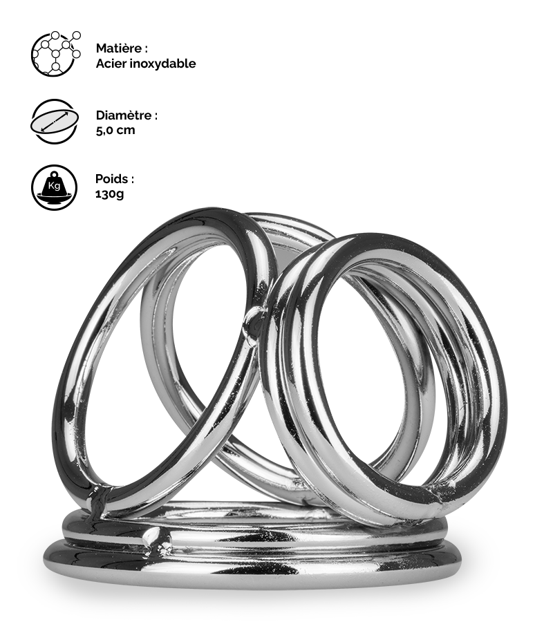 Quadruple cockring en inox Bondy
