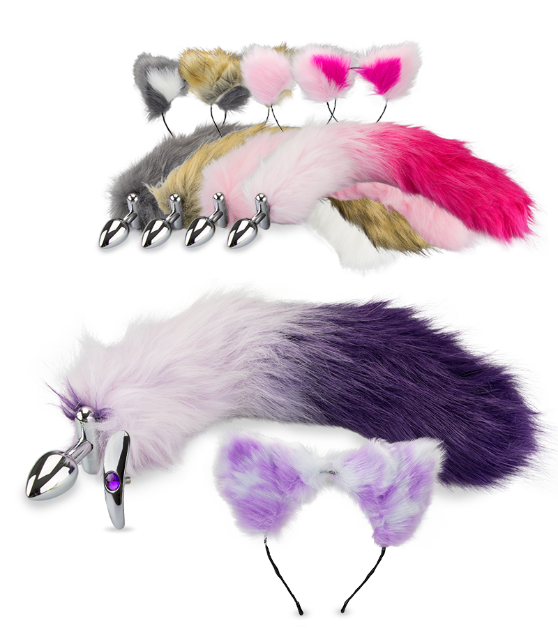 Rosebud plug anal queue de chat et serre tête