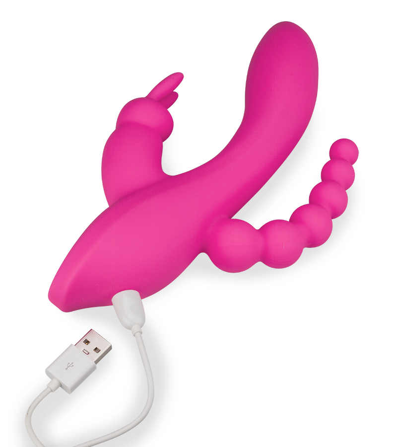 Sextoy rabbit triple stimulation chapelet anal