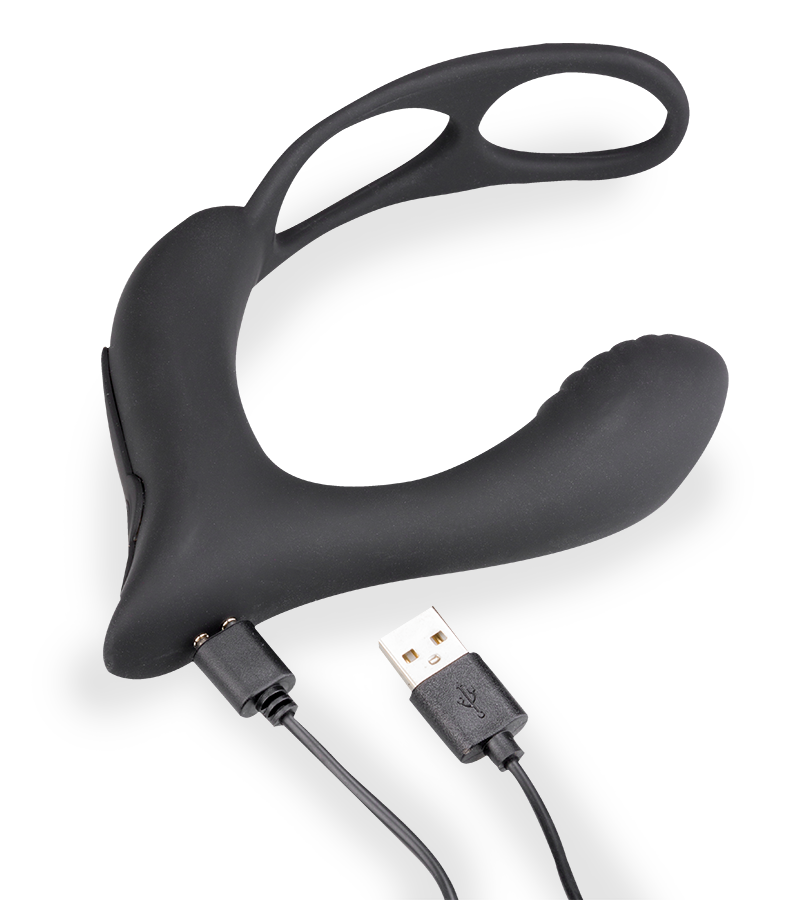 Stimulateur de prostate vibrant avec double cockring Pro P