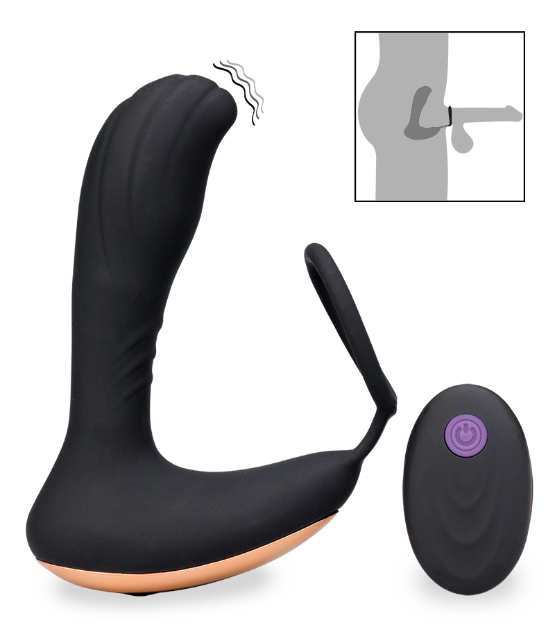 Stimulateur prostate vibrant avec anneau cockring 7 modes