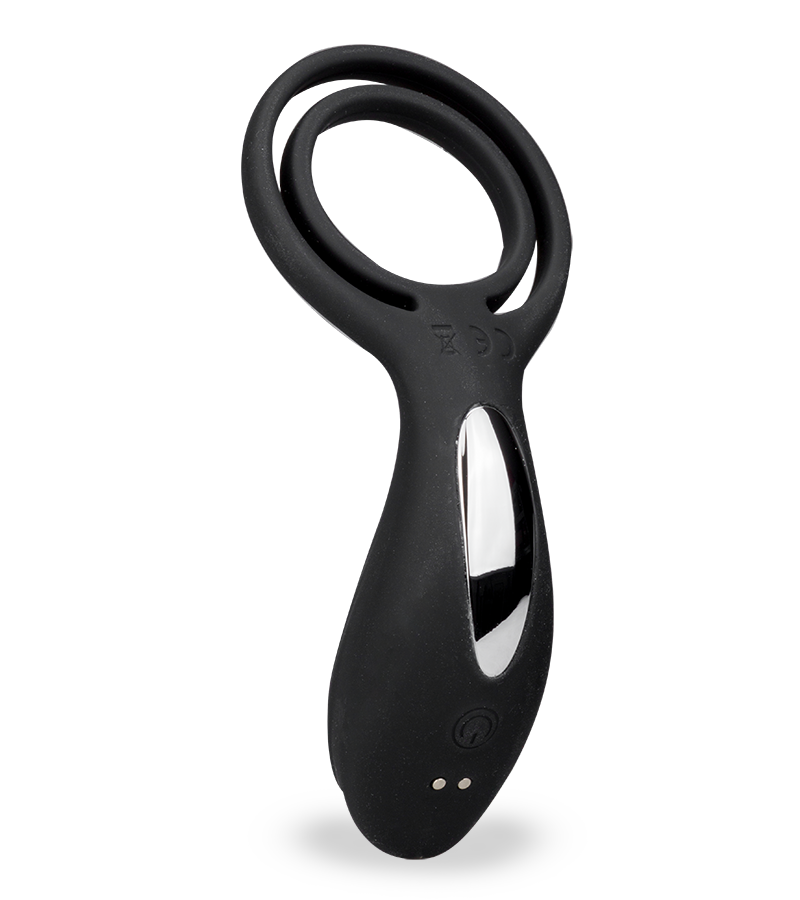 Vibro pour couple avec anneaux cockring et testicules USB
