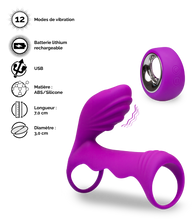 Charger l'image dans la galerie, Vibromasseur couple avec cockring télécommandé 12 modes