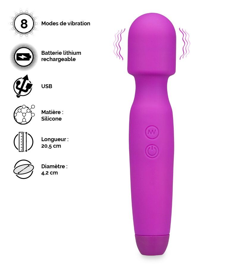 Vibromasseur fantasy wand 8 modes Wizard