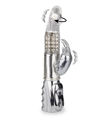 Vibromasseur rabbit rotatif Silver Pleasure
