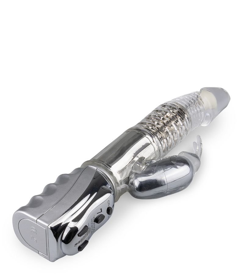 Vibromasseur rabbit rotatif Silver Pleasure