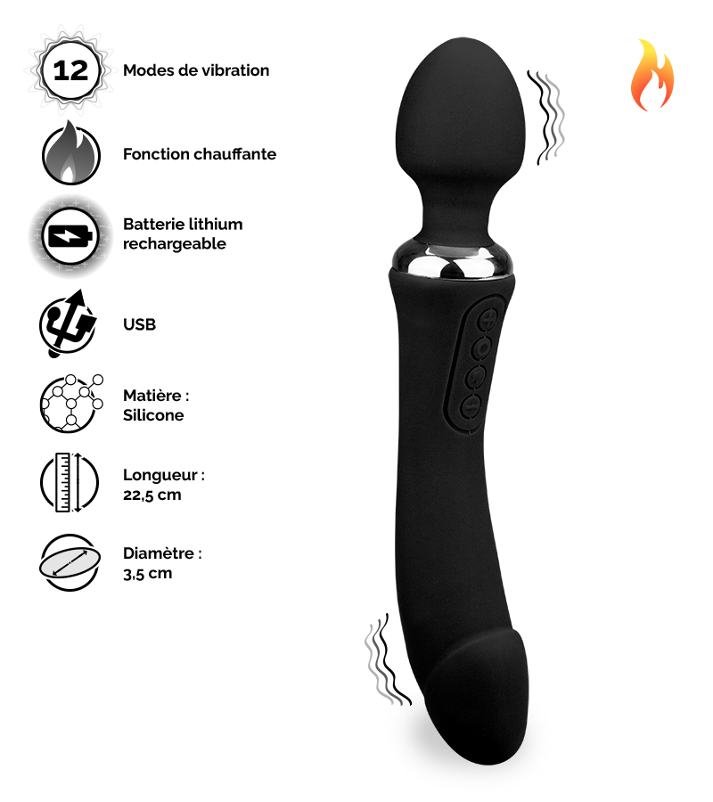 Vibromasseur Wand 2-en-1 chauffant Treat