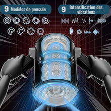 Charger l&#39;image dans la galerie, Masturbateur automatique pour hommes avec deux poignées et des vibrations de stretch avec 9 fréquences