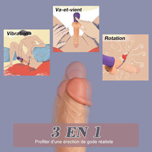 Charger l&#39;image dans la galerie, Gode dildo réaliste 3 en 1 avec 6 modes télescopiques et 10 modes de vibration, Avirobta