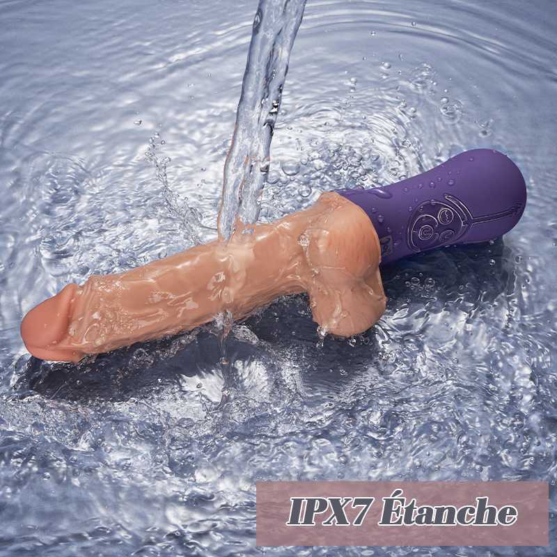 Gode dildo réaliste 3 en 1 avec 6 modes télescopiques et 10 modes de vibration, Avirobta