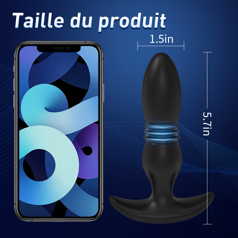 Plug anal vibromasseur pour prostate avec 3 plis, 7 télescopiques et 7 vibrations