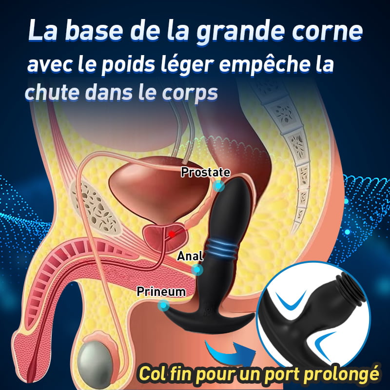 Plug anal vibromasseur pour prostate avec 3 plis, 7 télescopiques et 7 vibrations