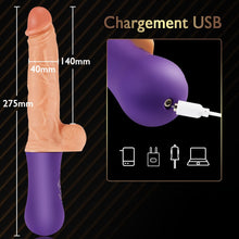 Charger l&#39;image dans la galerie, Gode dildo réaliste 3 en 1 avec 6 modes télescopiques et 10 modes de vibration, Avirobta