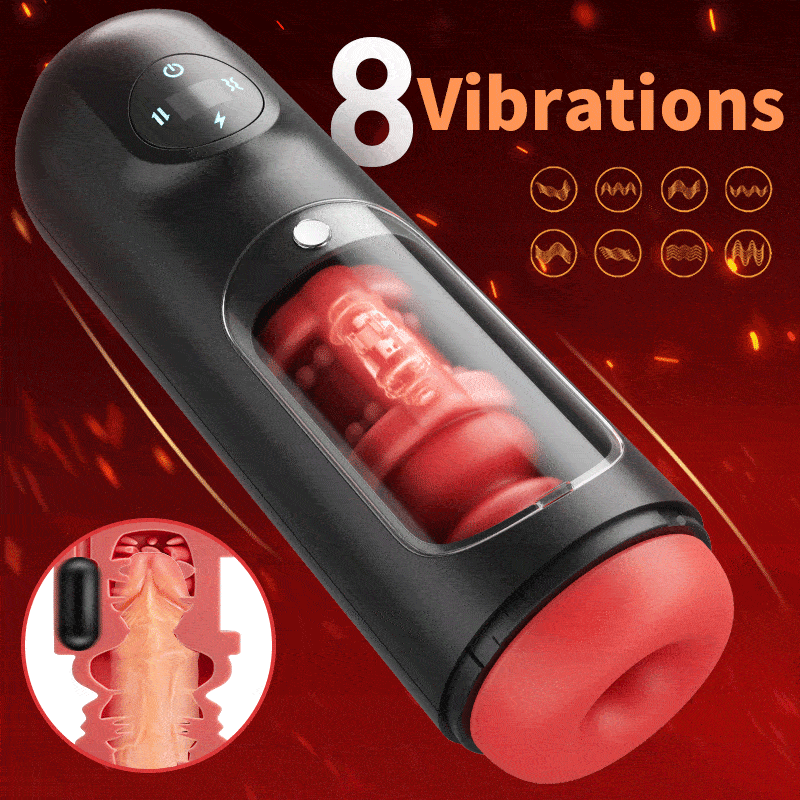 Masturbateur masculin à 8 poussées et 8 vibrations à 3 canaux