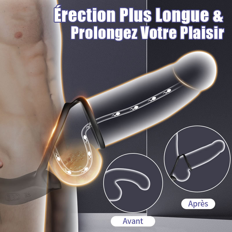 Jouet anal réaliste pour prostate avec 9 modes de vibrations et double anneau pour une stimulat