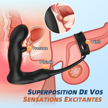 Charger l&#39;image dans la galerie, Masseur de prostate en silicone vibrant et battant avec anneau pénien