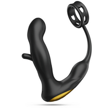 Charger l&#39;image dans la galerie, Masseur de prostate en silicone vibrant et battant avec anneau pénien