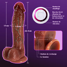 Charger l&#39;image dans la galerie, Forêt 9 vibrations 3 poussées 3 oscillations Gode réaliste Vibromasseur 22,5 cm Chauffage