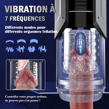 Charger l&#39;image dans la galerie, Masturbateur de fellation automatique 4 en 1 pour hommes, 100% étanche, La langue réaliste tourne à 360° pour lécher et taquiner chaque point sensible du gland.