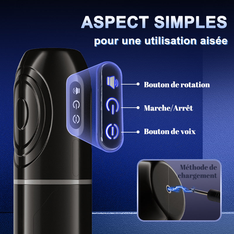 Coupe de masturbation HERO avec ventouse, 7 fréquences, télescopique + rotative