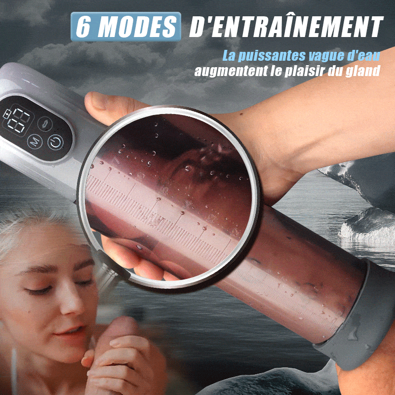Pompe à pénis à vide 4 en 1 avec plusieurs modes d'entraînement - 5 modes d'aspiration, 6 modes d'entraînement et 4 niveaux de pression pour plus d'endurance.