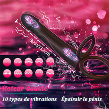 Charger l&#39;image dans la galerie, Gode anal à sangle pour couple avec anneau pénien vibrant