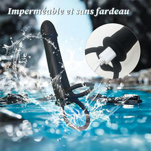 Charger l&#39;image dans la galerie, Gode anal à sangle pour couple avec anneau pénien vibrant