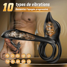 Charger l'image dans la galerie, Vibrateur à anneau pénien 3 en 1, stimulateur de point G et clitoris à 10 vibrations, vibrateur pour couple en érection