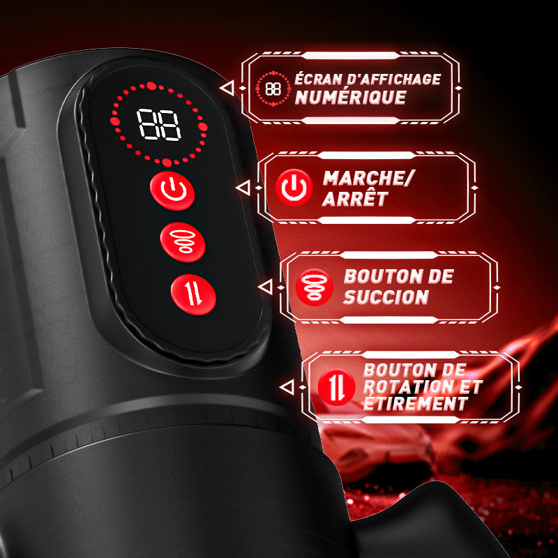 Terminator - Sexe oral x vaginal ! 9 rotations télescopiques+9 succions Masturbateur masculi