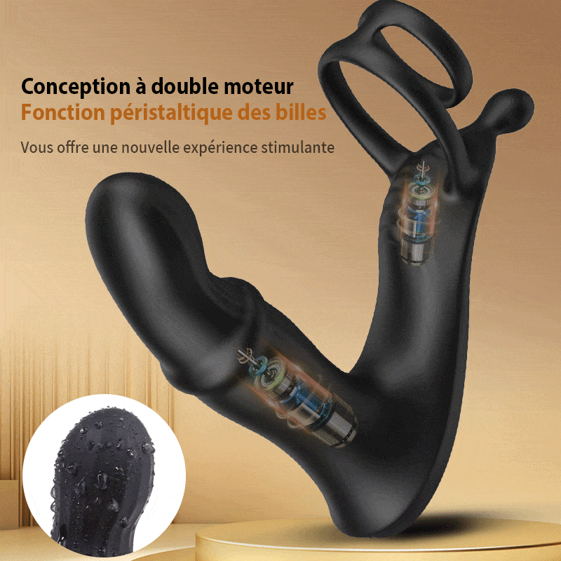 Cyclone - Masseur de prostate avec doubles anneaux pour une expérience d'érection améliorée