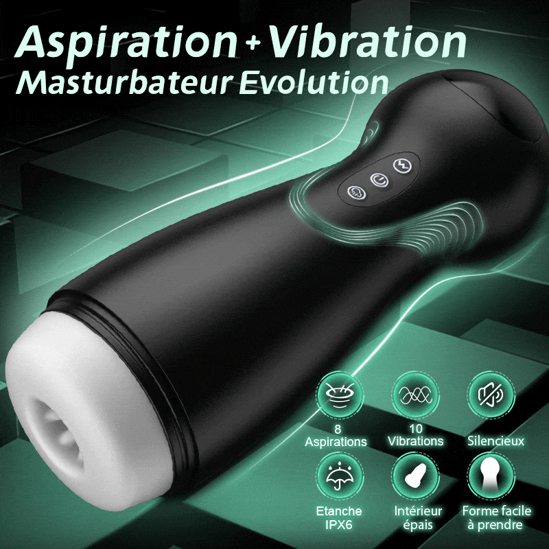 Evolution-8 Succion 10 Vibration One Touch Orgasm Digital Vacuum Masturbator