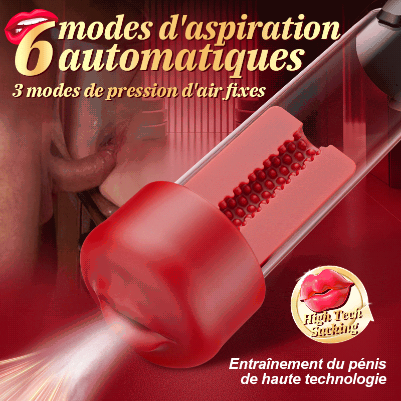 Red Fury Armour – Pompe à pénis à 9 niveaux d'aspiration avec orifice rouge et tunnel texturé