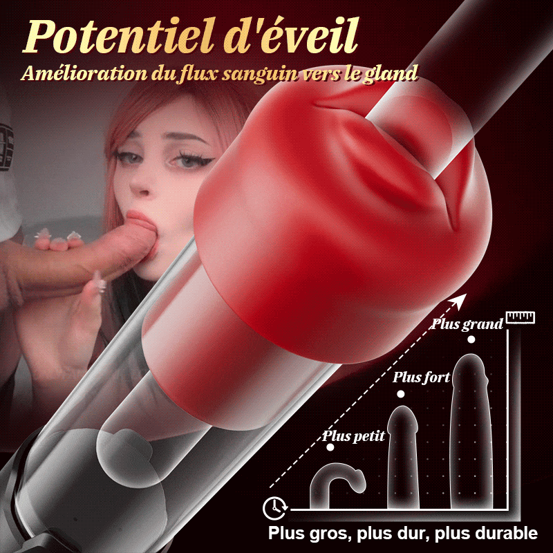 Red Fury Armour – Pompe à pénis à 9 niveaux d'aspiration avec orifice rouge et tunnel texturé