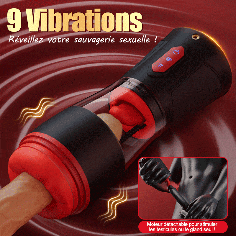 Kiss Mark - Masturbateur masculin avec écouteurs, 9 vibrations, 9 succions, 9 rotations