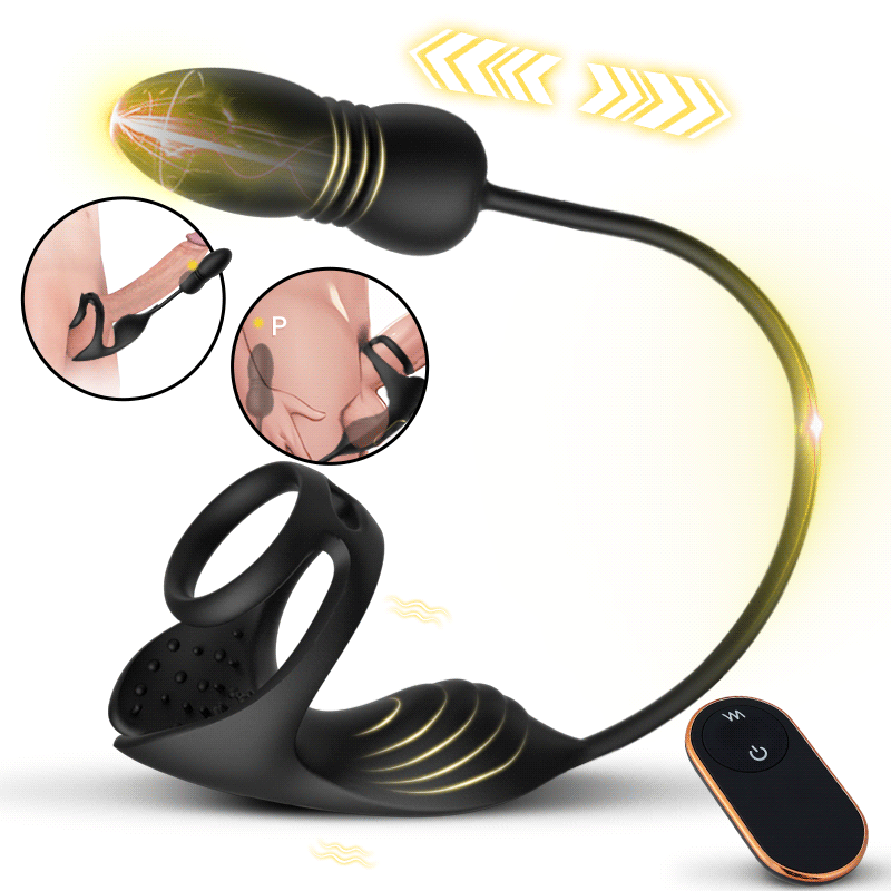 Masseur prostatique avec 9 niveaux de choc et de vibration, stimulateur testiculaire et an