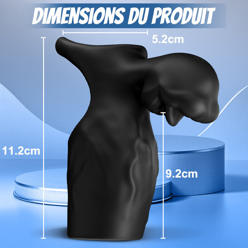 Titan - 9 Vibrations Texture de Pénis Simulée Anneau de Chasteté Double Testicules & Pénis Jouet Sexuel pour Couples