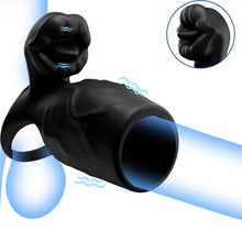 Charger l'image dans la galerie, Titan - 9 Vibrations Texture de Pénis Simulée Anneau de Chasteté Double Testicules &amp; Pénis Jouet Sexuel pour Couples