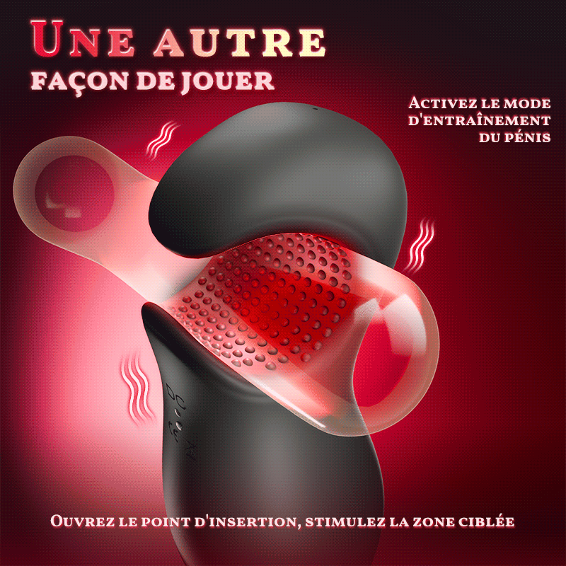 Envoûtement - 9 Vibrations 4 Aspirations Suction par Clampsement Simulateur Oral pour Hommes
