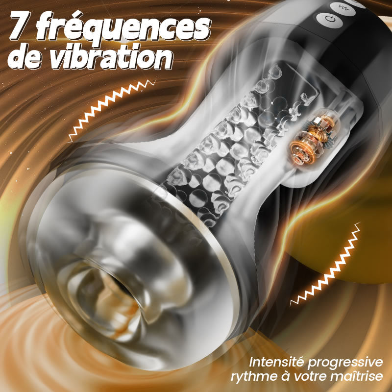 Gasvortex - Modes de succion et de vibration à 7 fréquences, coque rotative et torsadable, masturbateur masculin