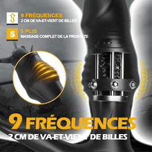 Charger l&#39;image dans la galerie, Masseur de prostate 9 Vibration &amp; 9 va-et-vient de billes &amp; 9 tapotements avec cockring