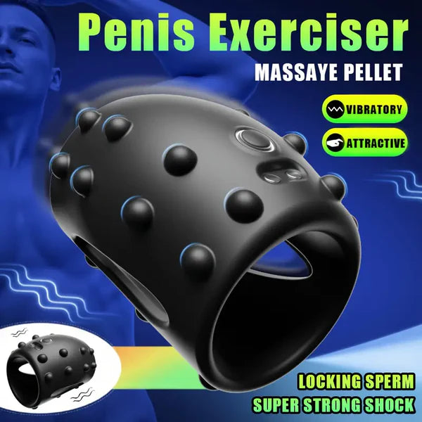 Electric Penis Trainer Vibrator Sleeve Enlarger Cock Ring with 10 Vibration Modes